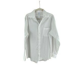Chaps Men's White Coolmax Regular Fit Dress Shirt Size L Cotton Blend Classic